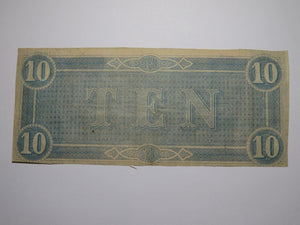 $10 1864 Richmond Virginia VA Confederate Currency Bank Note Bill RARE T68 VF