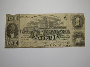 $1 1863 Montgomery Alabama AL Obsolete Currency Bank Note Bill State of Alabama
