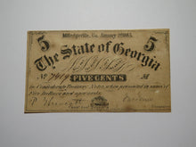 Load image into Gallery viewer, $.05 1863 Milledgeville Georgia GA Obsolete Currency Bank Note Bill State of GA