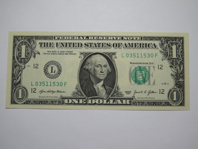 $1 2021 Radar Serial Number Federal Reserve Currency Bank Note Bill UNC 03511530