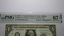Load image into Gallery viewer, $1 2017 Repeater Serial Number Federal Reserve Currency Bank Note Bill PMG UNC67