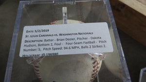 2019 Brian Dozier Washington Nationals Game Used Foul Baseball! Dakota Hudson