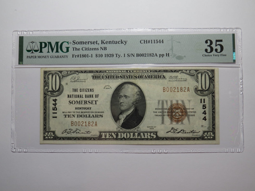 $10 1929 Somerset Kentucky KY National Currency Bank Note Bill Ch. #11544 VF35
