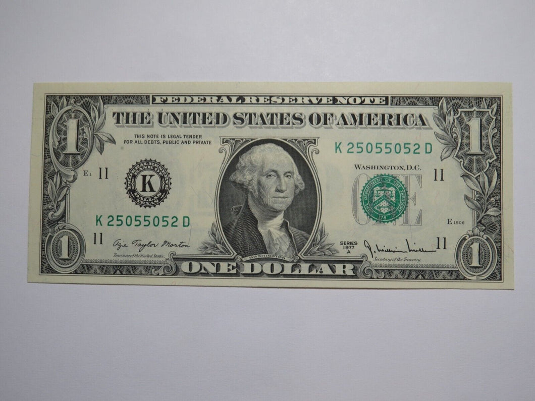 $1 1977 Radar Serial Number Federal Reserve Currency Bank Note Bill UNC 25055052