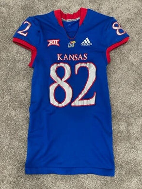 2018-21 Kansas Jayhawks Game Used Issued NCAA ADIDAS Football Jersey Home Large