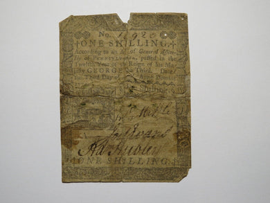 1772 One Shilling Pennsylvania PA Colonial Currency Bank Note Bill RARE 1s