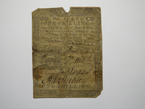1772 One Shilling Pennsylvania PA Colonial Currency Bank Note Bill RARE 1s