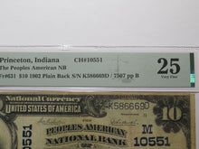Load image into Gallery viewer, $10 1902 Princeton Indiana IN National Currency Bank Note Bill #10551 VF25 PMG