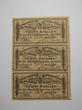 Load image into Gallery viewer, $30 1864 Confederate Bond Coupon Certificate Uncut Sheet Currency Bank Note Bill