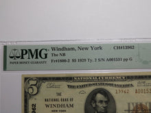 Load image into Gallery viewer, $5 1929 Windham New York NY National Currency Bank Note Bill Ch. #13962 AU55 PMG