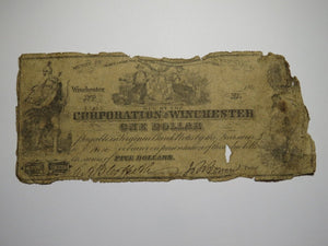 $1 1861 Winchester Virginia Obsolete Currency Bank Note Bill Corp. of Winchester
