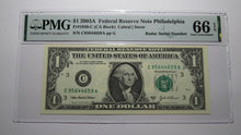 Load image into Gallery viewer, $1 2003 Radar Serial Number Federal Reserve Currency Bank Note Bill PMG UNC66EPQ