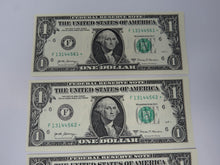 Load image into Gallery viewer, 5 $1 2017 Consecutive Serial Numbers Federal Reserve Bank STAR Notes New York *
