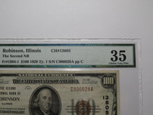 Load image into Gallery viewer, $100 1929 Robinson Illinois National Currency Bank Note Bill Ch. #13605 VF35 PMG
