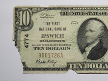 Load image into Gallery viewer, $10 1929 Ipswich Massachusetts MA National Currency Bank Note Bill Ch #4774 RARE