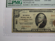 Load image into Gallery viewer, $10 1929 Farmington Maine ME National Currency Bank Note Bill Ch. #5861 VF20 PMG