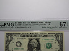 Load image into Gallery viewer, $1 2017 Radar Serial Number Federal Reserve Currency Bank Note Bill PMG UNC67EPQ