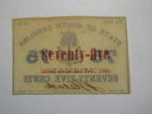 Load image into Gallery viewer, $.75 1863 Charleston South Carolina Obsolete Currency Bank Note State of SC UNC+