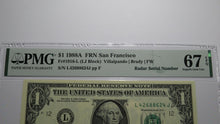 Load image into Gallery viewer, $1 1988 Radar Serial Number Federal Reserve Currency Bank Note Bill PMG UNC67EPQ