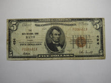 Load image into Gallery viewer, $5 1929 Bath Maine ME National Currency Bank Note Bill Charter #494 FINE USA