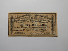 Load image into Gallery viewer, $30 1864 Confederate Bond Coupon Certificate Currency Bank Note Bill UNC