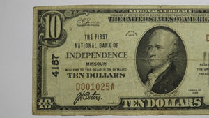 $10 1929 Independence Missouri MO National Currency Bank Note Bill Ch. #4157 VF