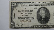 Load image into Gallery viewer, $20 1929 Carlstadt New Jersey NJ National Currency Bank Note Bill Ch. #5416 VF!