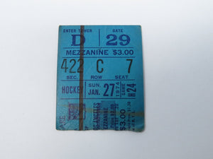 January 27, 1974 New York Rangers Vs. Los Angeles Kings NHL Hockey Ticket Stub