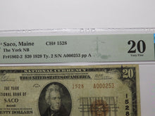 Load image into Gallery viewer, $20 1929 Saco Maine ME National Currency Bank Note Bill Charter #1528 VF20