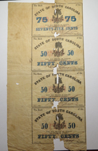 Load image into Gallery viewer, $.50-.75 1863 Charleston South Carolina Obsolete Currency Uncut Bank Sheet Notes