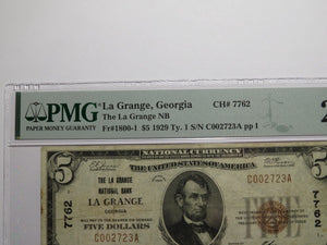 $5 1929 La Grange Georgia GA National Currency Bank Note Bill Ch. #7762 VF25 PMG