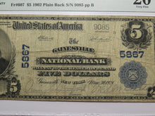 Load image into Gallery viewer, $5 1902 Gainesville New York NY National Currency Bank Note Bill Ch. #5867 VF20
