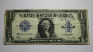 $1 1923 Silver Certificate Large Bank Note Bill Blue Seal One Dollar Very Fine