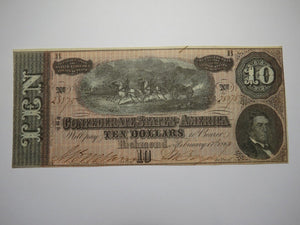 $10 1864 Richmond Virginia VA Confederate Currency Bank Note Bill RARE T68 VF!