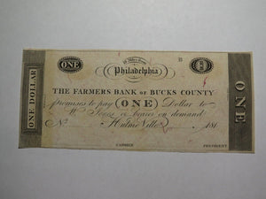 $1 18__ Hulmeville Pennsylvania Obsolete Currency Bank Note Bill Remainder UNC+