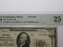 Load image into Gallery viewer, $10 1929 Farmington Maine ME National Currency Bank Note Bill Ch. #5861 VF25 PMG