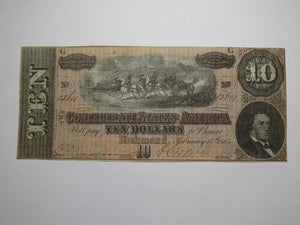 $10 1864 Richmond Virginia VA Confederate Currency Bank Note Bill RARE T68 Fine+