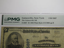 Load image into Gallery viewer, $5 1902 Gainesville New York NY National Currency Bank Note Bill Ch. #5867 VF20