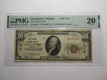Load image into Gallery viewer, $10 1929 Alexandria Virginia VA National Currency Bank Note Bill #1716 VF20 PMG
