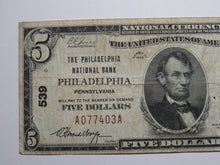 Load image into Gallery viewer, $5 1929 Philadelphia Pennsylvania PA National Currency Bank Note Bill #539 FINE