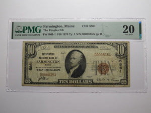 $10 1929 Farmington Maine ME National Currency Bank Note Bill Ch. #5861 VF20 PMG