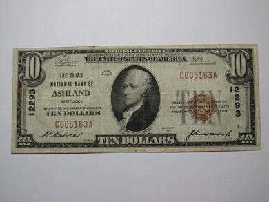 $10 1929 Ashland Kentucky KY National Currency Bank Note Bill Ch. #12293 VF
