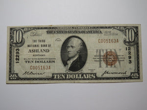$10 1929 Ashland Kentucky KY National Currency Bank Note Bill Ch. #12293 VF