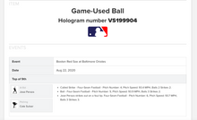 Load image into Gallery viewer, 2020 Cole Sulser Baltimore Orioles Strikeout Game Used Baseball! Jose Peraza