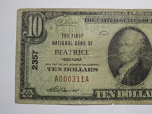 Load image into Gallery viewer, $10 1929 Beatrice Nebraska National Currency Bank Note Bill Charter #2357 RARE