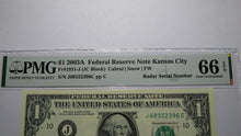 Load image into Gallery viewer, $1 2003 Radar Serial Number Federal Reserve Currency Bank Note Bill PMG UNC66EPQ