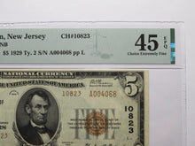 Load image into Gallery viewer, $5 1929 Absecon New Jersey NJ National Currency Bank Note Bill #10823 XF45 PMG