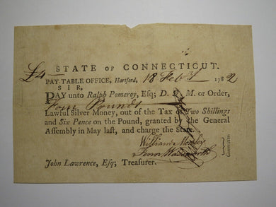 1782 4 Pounds Connecticut Pay Table Colonial Currency Note Moseley Pomeroy