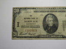Load image into Gallery viewer, $20 1929 Norwalk Connecticut CT National Currency Bank Note Bill Ch. #942 FINE