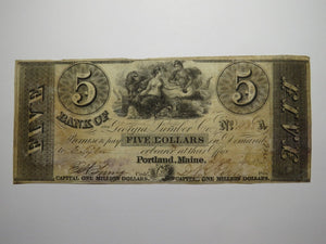 $5 1845 Portland Maine ME Obsolete Currency Bank Note Bill! Georgia Lumber Co.